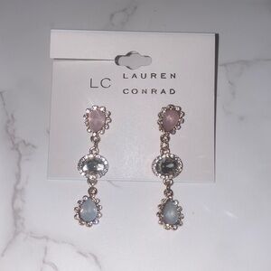 LC LAUREN CONRAD EARRINGS - ROSE GOLD TONE WITH GEMS AND STONES